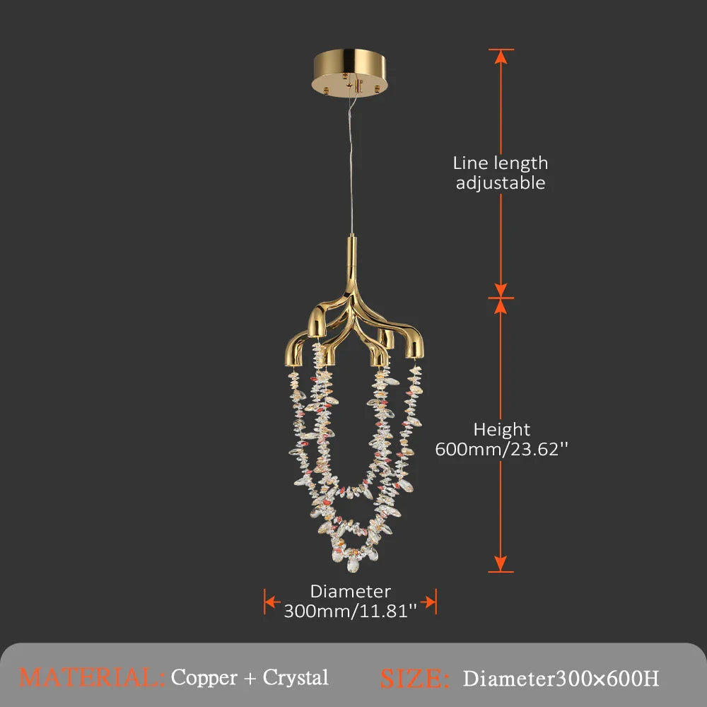 French Crystal Pendant Lamp Copper Lamp Dining Room