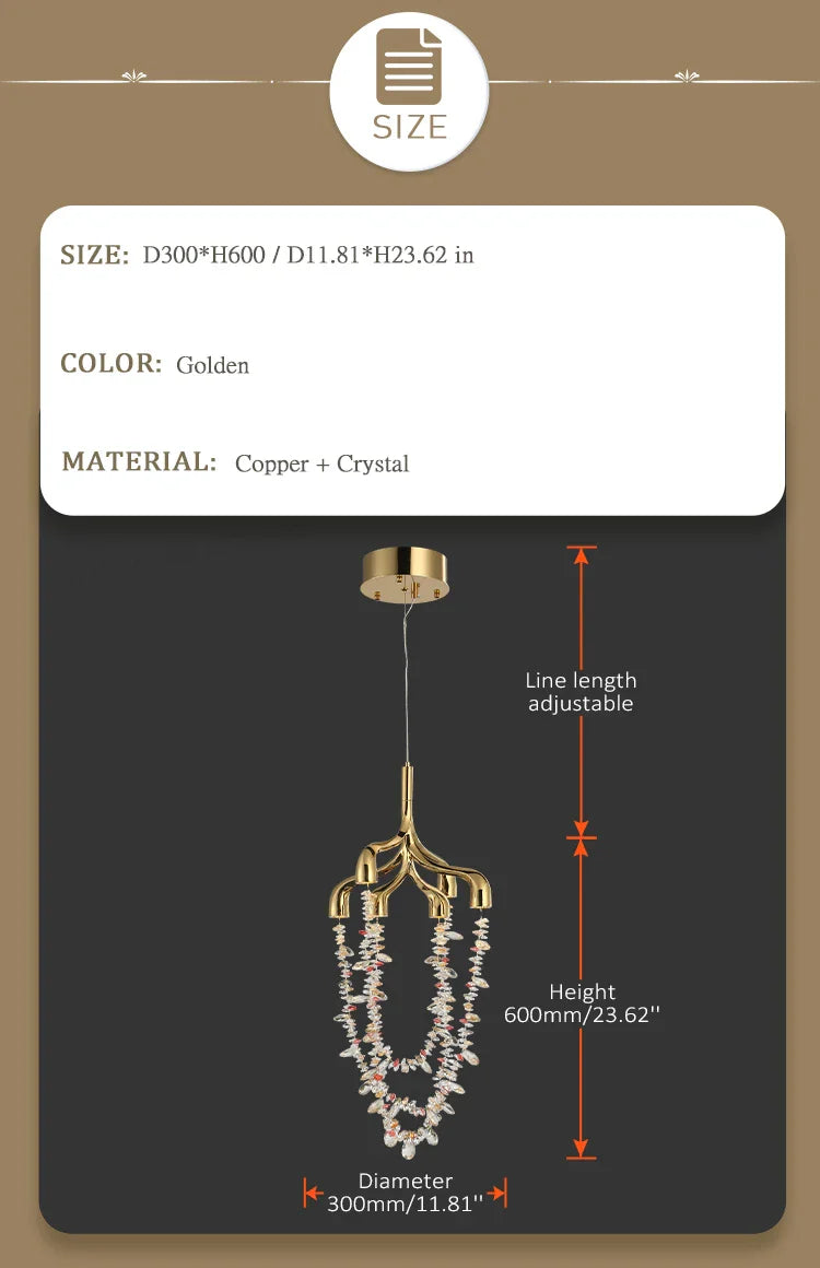 French Crystal Pendant Lamp Copper Lamp Dining Room