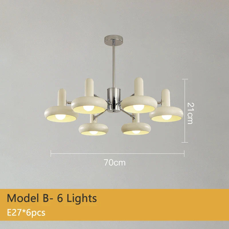 Bauhaus Design Bedroom Chandelier Light LED E27 White Metal Hanging Pendant Lamps