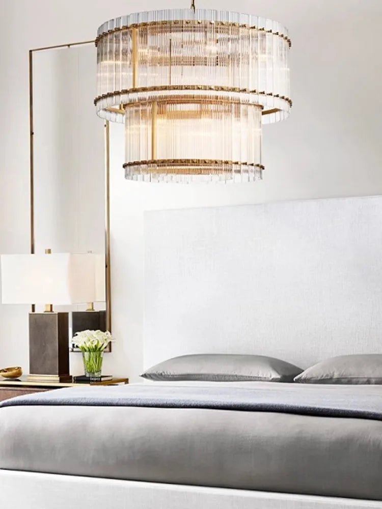 Akolia Rectangular Vintage American LED Dimmable Chandelier Lighting Lustre Suspension