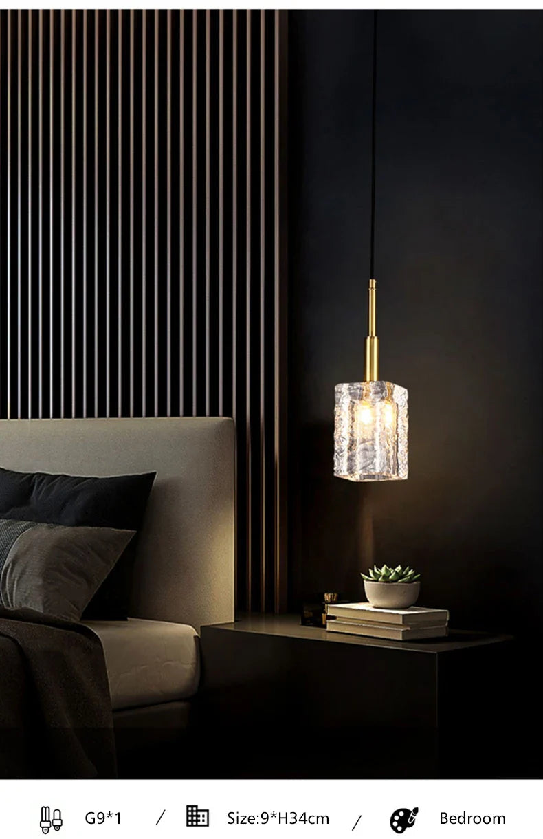 Modern Copper + Crystal Hanging Lamp Gold Creative Mini Pendant Lamp