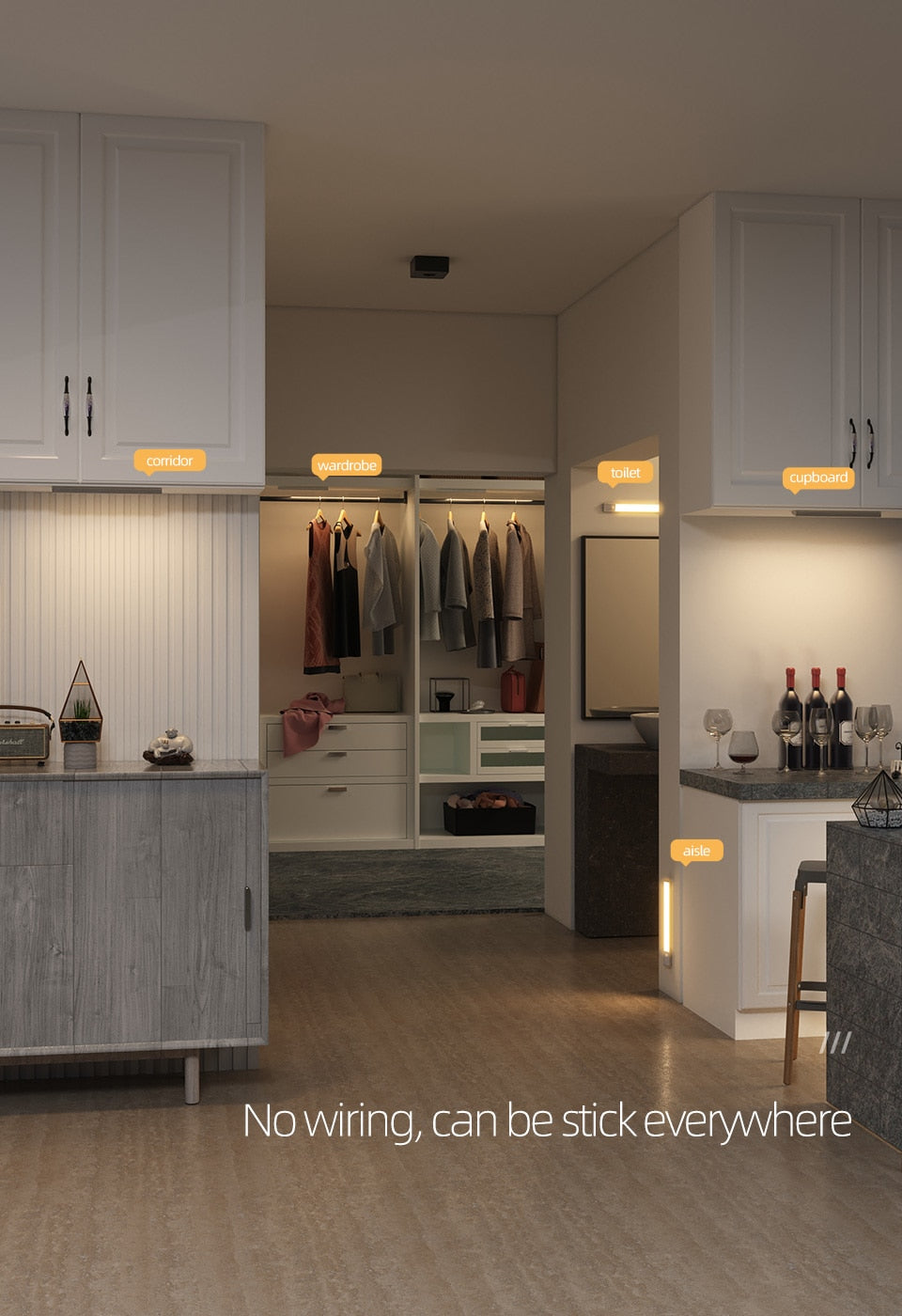 AiS LED Cabinet Battery Light Wireless Motion Sensor Light