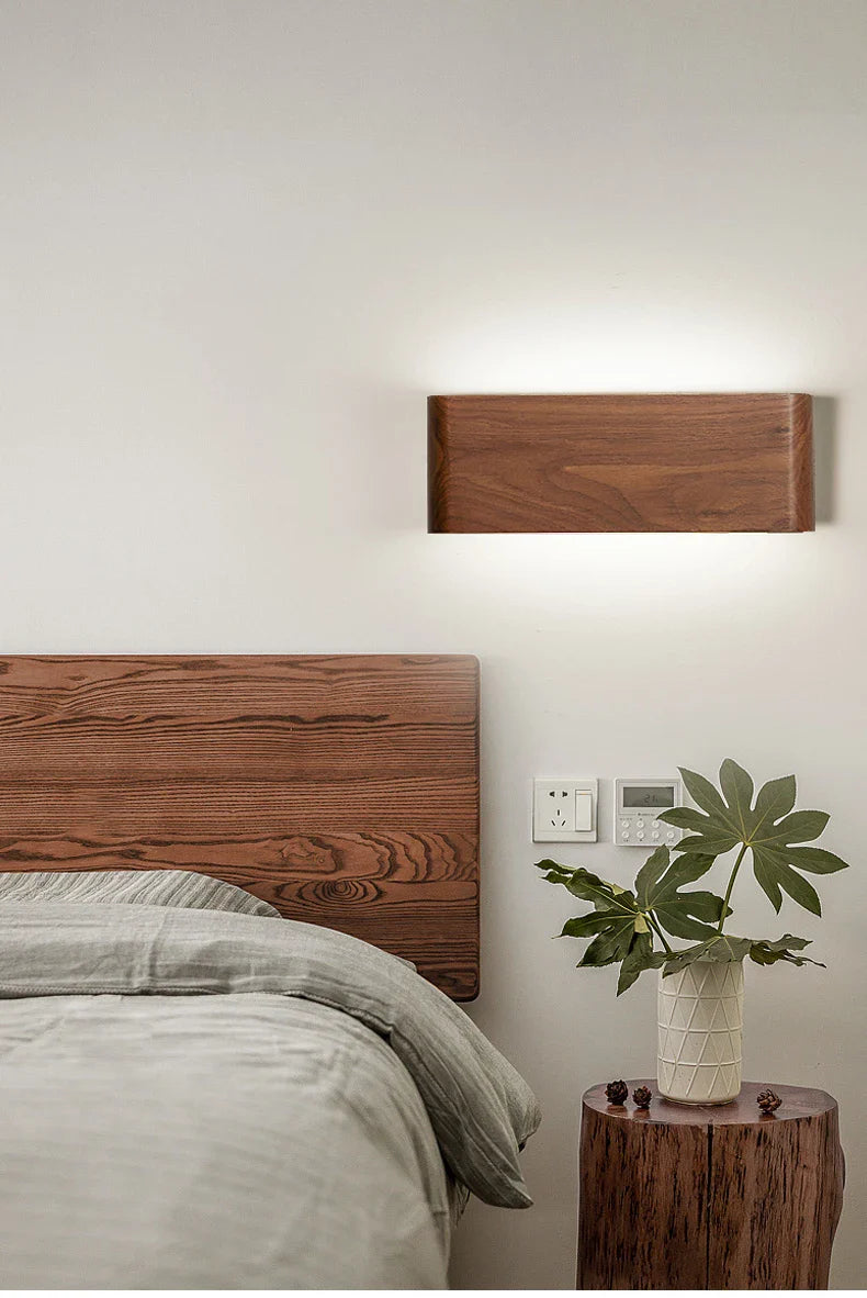 BTM Lenus - Modern Walnut Wood Wall Lamp