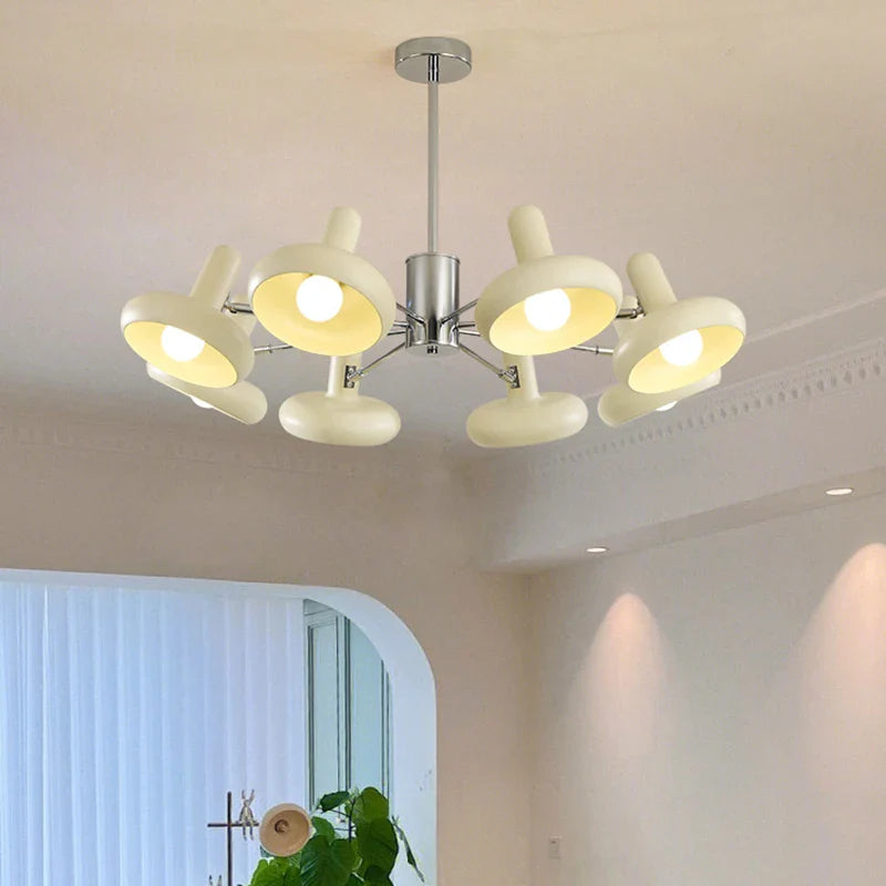 Bauhaus Design Bedroom Chandelier Light LED E27 White Metal Hanging Pendant Lamps