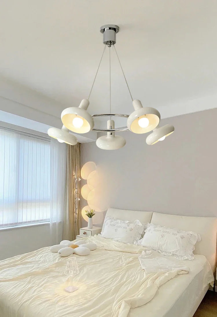 Bauhaus Design Bedroom Chandelier Light LED E27 White Metal Hanging Pendant Lamps