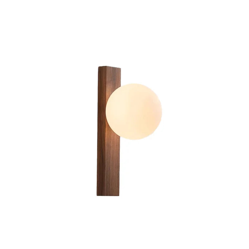 Vakkaku Walnut Wood Milk white Glass Sphere Wabi-sabi Modern style Wall Sconces