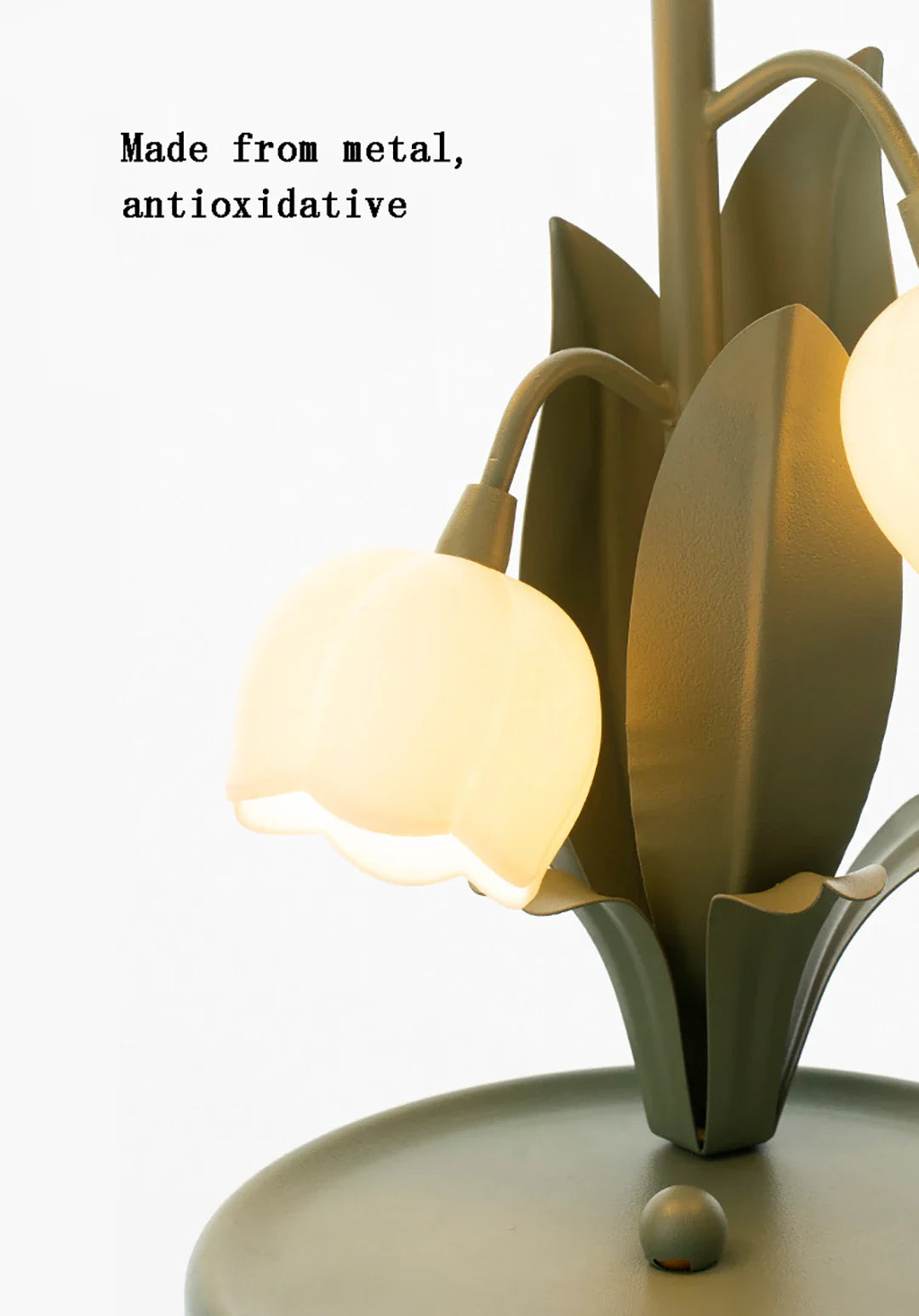 French Rural Retro Green PC Lily-Valley Flower Plant Table Lighting