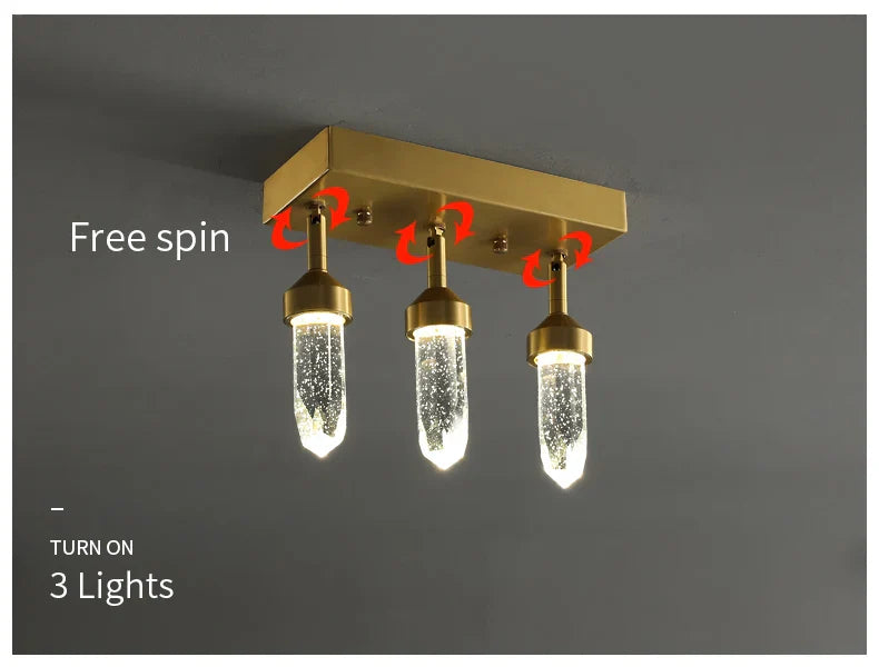 Ceiling / Wall Modern Gold Copper Indoor LED Decorative Crystal Aisle Light Corridor
