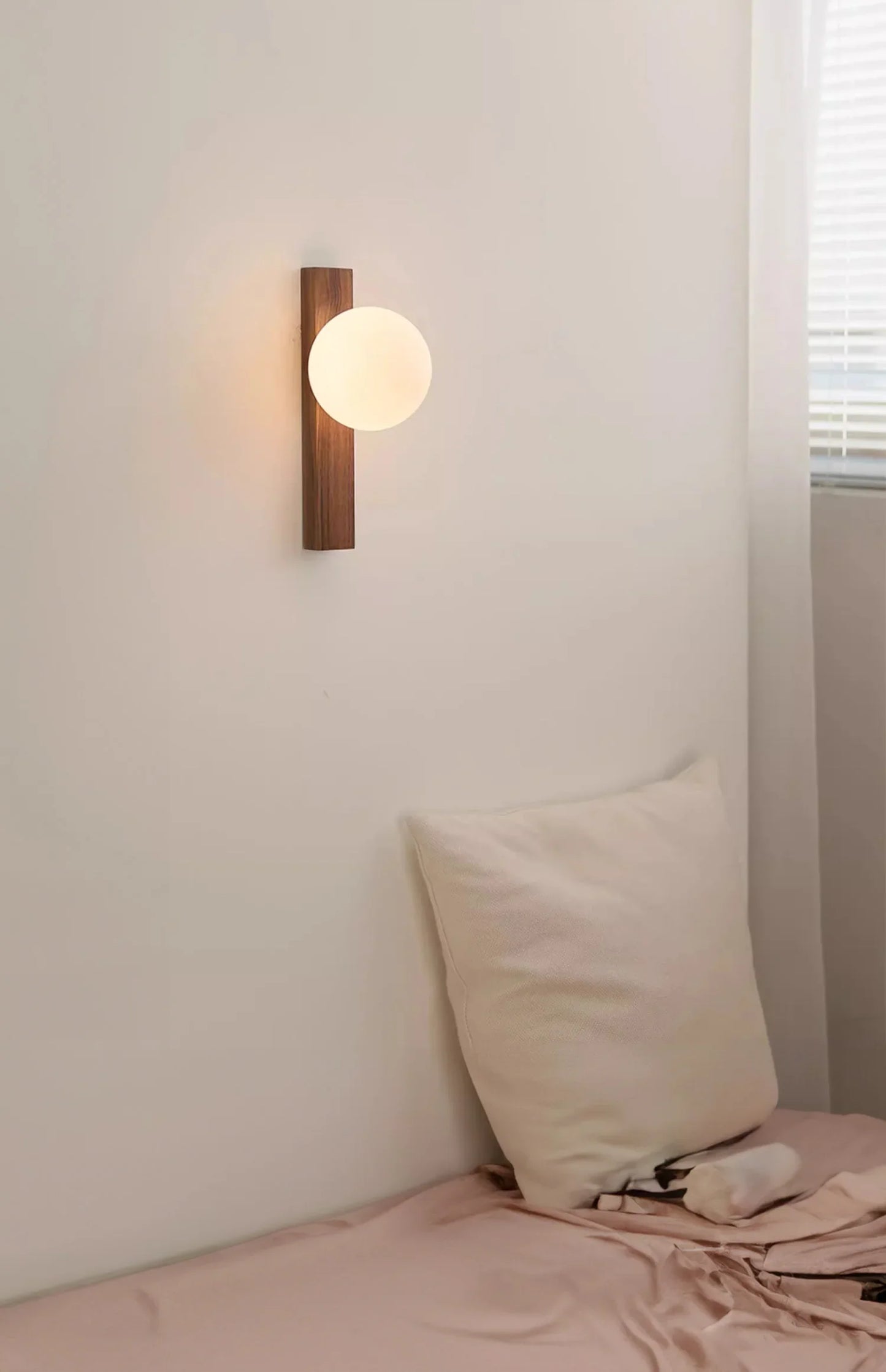 Vakkaku Walnut Wood Milk white Glass Sphere Wabi-sabi Modern style Wall Sconces