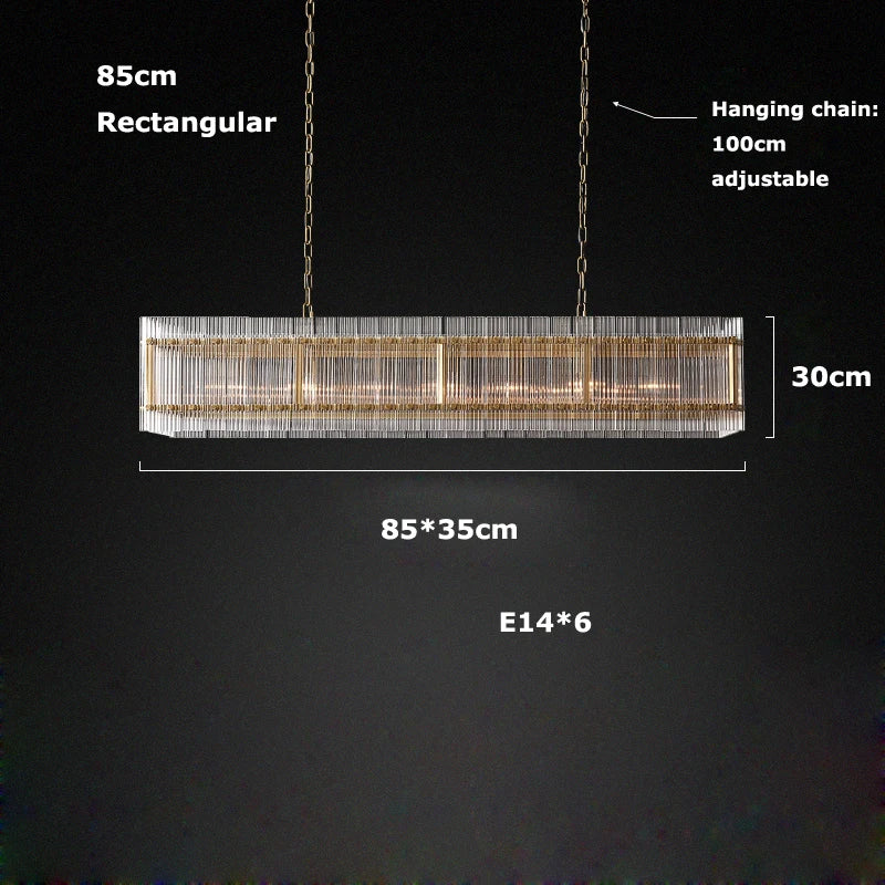 Akolia Rectangular Vintage American LED Dimmable Chandelier Lighting Lustre Suspension