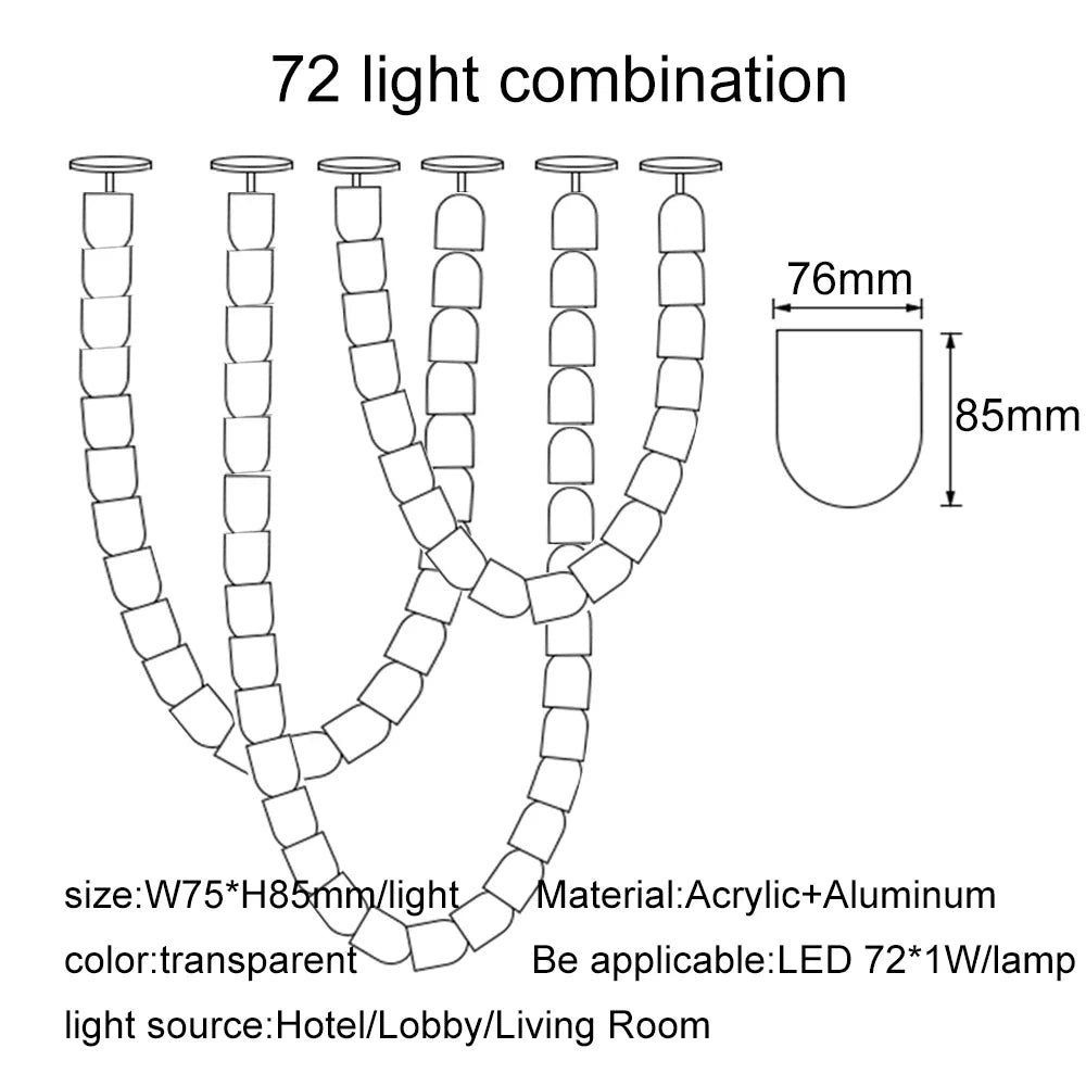 KONGA Necklace Luxury LED Pendant Lights Post-Modern Chandeliers Staircase Hotel Villa