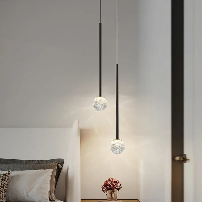 Nordic Ins Hanging Light Indoor LED Copper + Crystal Bedside Light