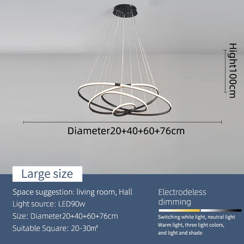 NEO Zessoz Modern Led Chandelier Light Balck/Grey/Golden Color Lamp