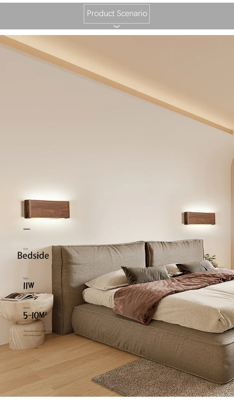 BTM Lenus - Modern Walnut Wood Wall Lamp