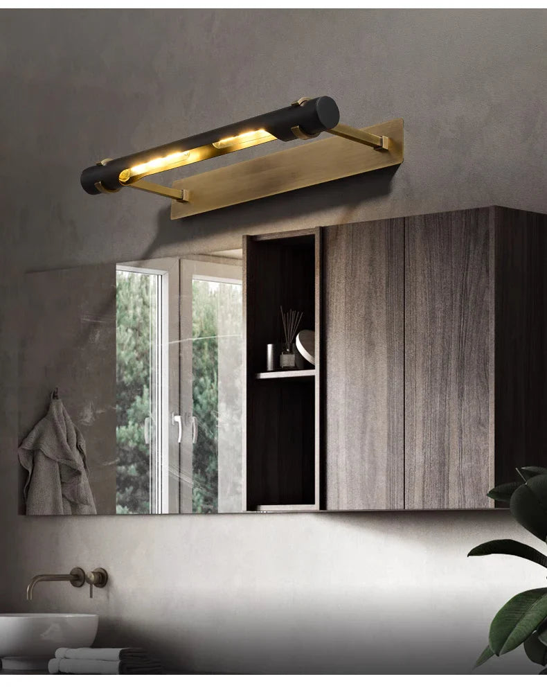 All Copper Mirror Headlights High-End Minimalist Retro Bathroom Lighting Fixtures