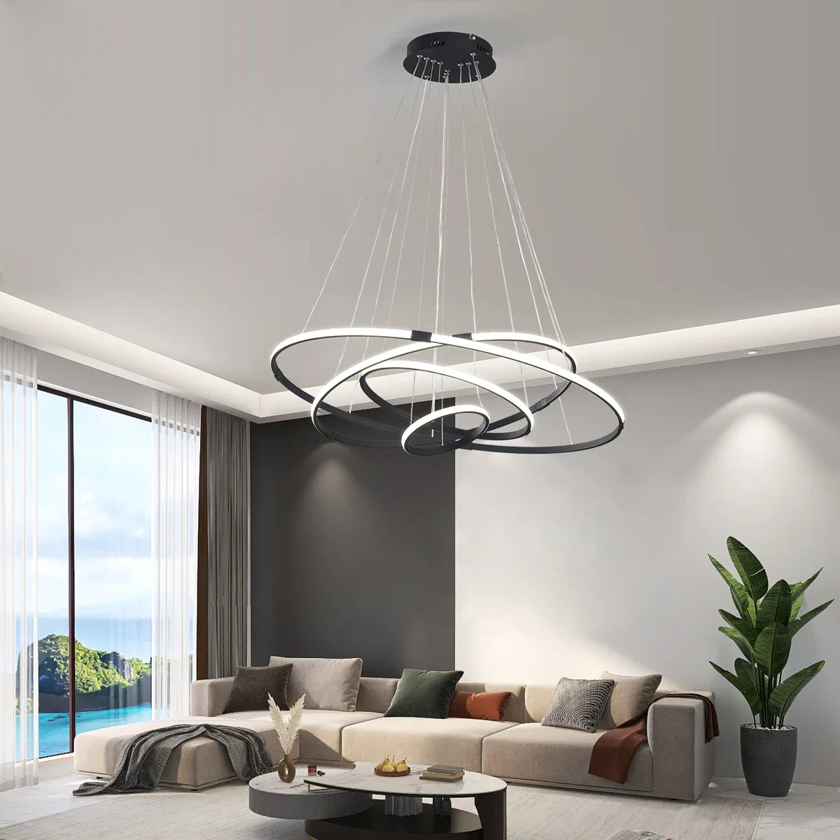 NEO Zessoz Modern Led Chandelier Light Balck/Grey/Golden Color Lamp