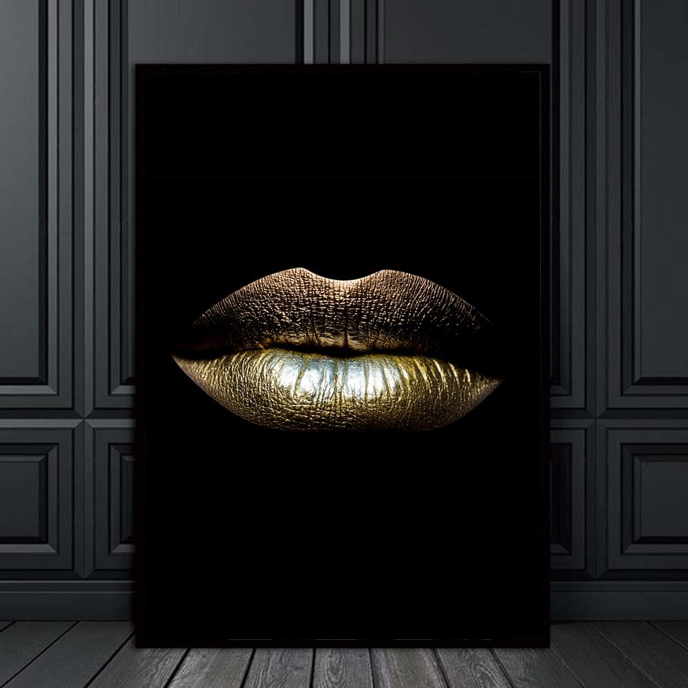 African Art Gold Lips Poster Painting Unframed