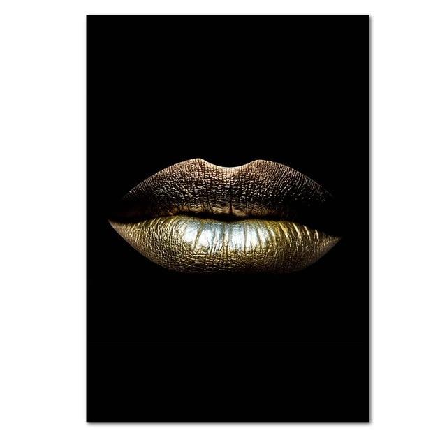 African Art Gold Lips Poster Painting Unframed