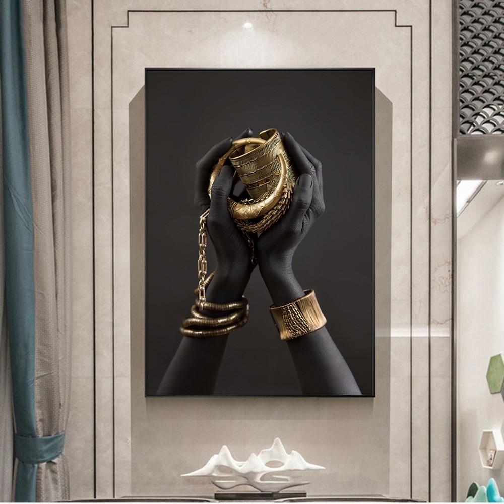 African Art Poster with Gold Jewelry and Cup - Avenila Wall Art