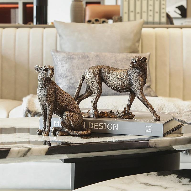 HomeQuill™ African Leopard Tabletop Figurine - Nordic Side -
