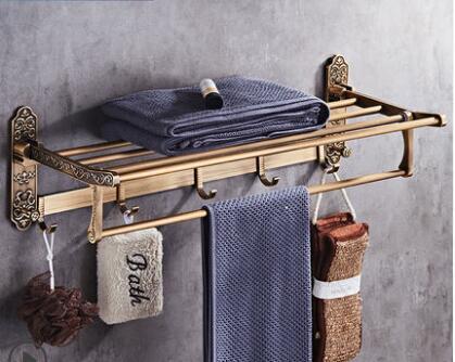 Antique Bronze Carved Bathroom Accessories Set Aluminum Bath Hardware Sets Towel Rack, Paper holder Toilet Brush Holder