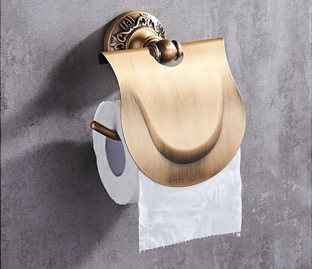 Antique Bronze Carved Bathroom Accessories Set Aluminum Bath Hardware Sets Towel Rack, Paper holder Toilet Brush Holder