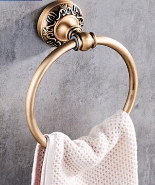 Antique Bronze Carved Bathroom Accessories Set Aluminum Bath Hardware Sets Towel Rack, Paper holder Toilet Brush Holder