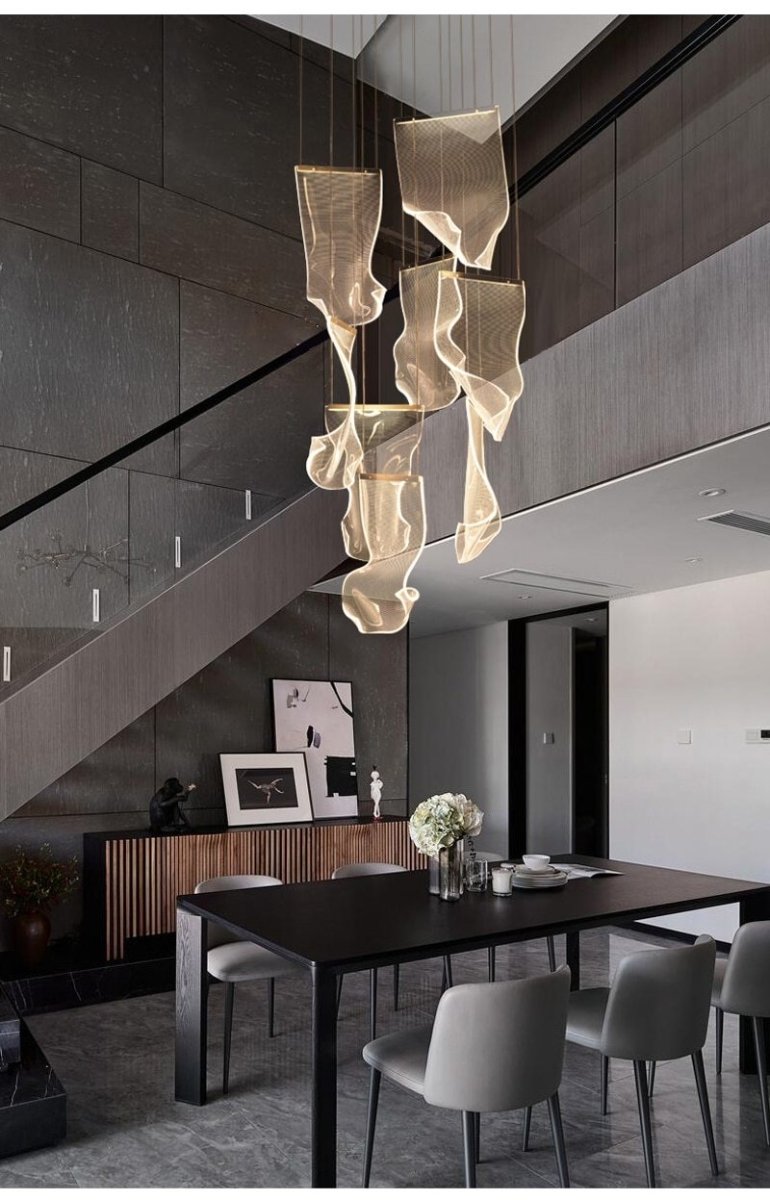 Avenila Luxury Acrylic Stainless Steel LED Hanging Pendant Chandelier