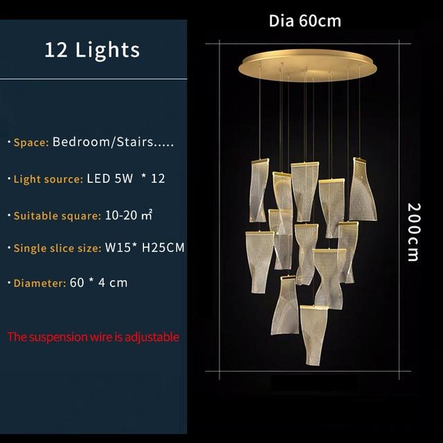 Avenila Luxury Acrylic Stainless Steel LED Hanging Pendant Chandelier