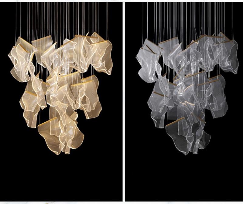 Avenila Luxury Acrylic Stainless Steel LED Hanging Pendant Chandelier