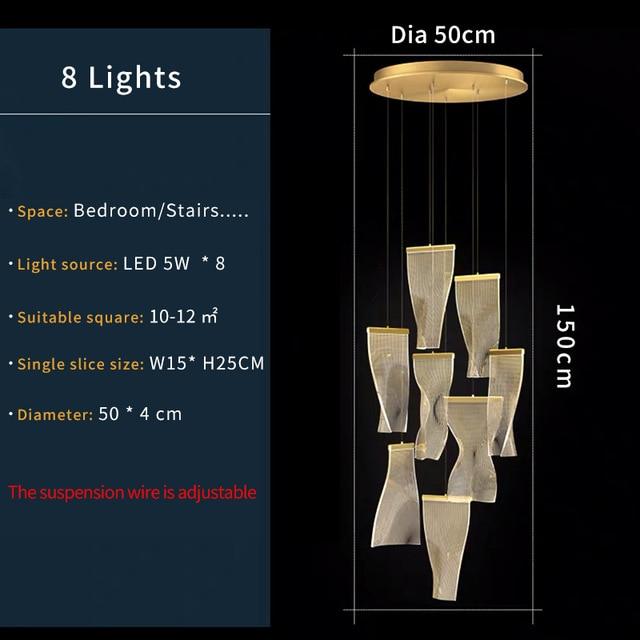 Avenila Luxury Acrylic Stainless Steel LED Hanging Pendant Chandelier