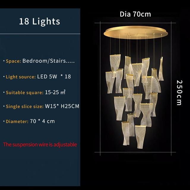 Avenila Luxury Acrylic Stainless Steel LED Hanging Pendant Chandelier