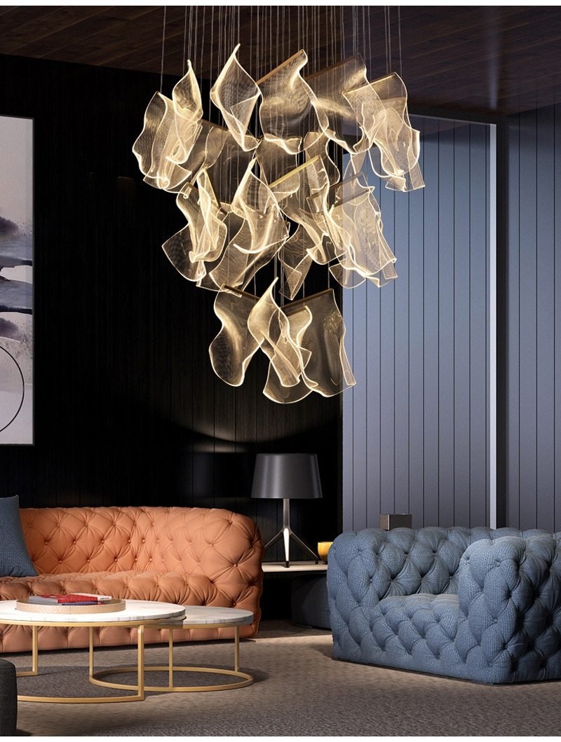 Avenila Luxury Acrylic Stainless Steel LED Hanging Pendant Chandelier