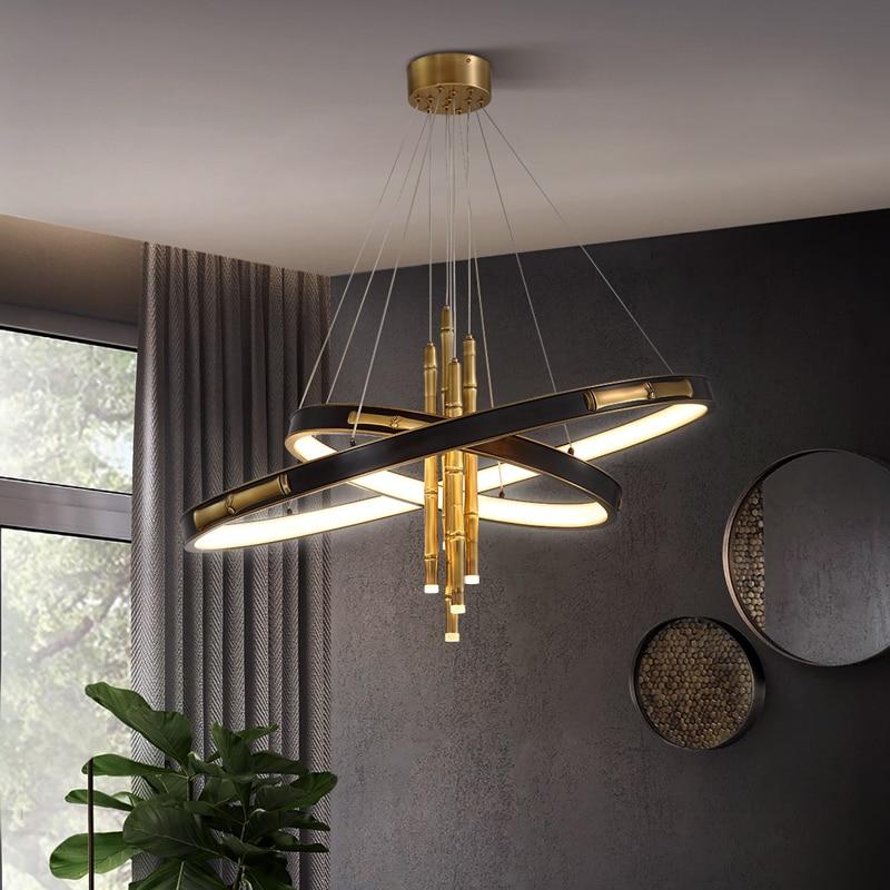 Avenila Round Circular Bamboo Luxury Adjustable Chandelier
