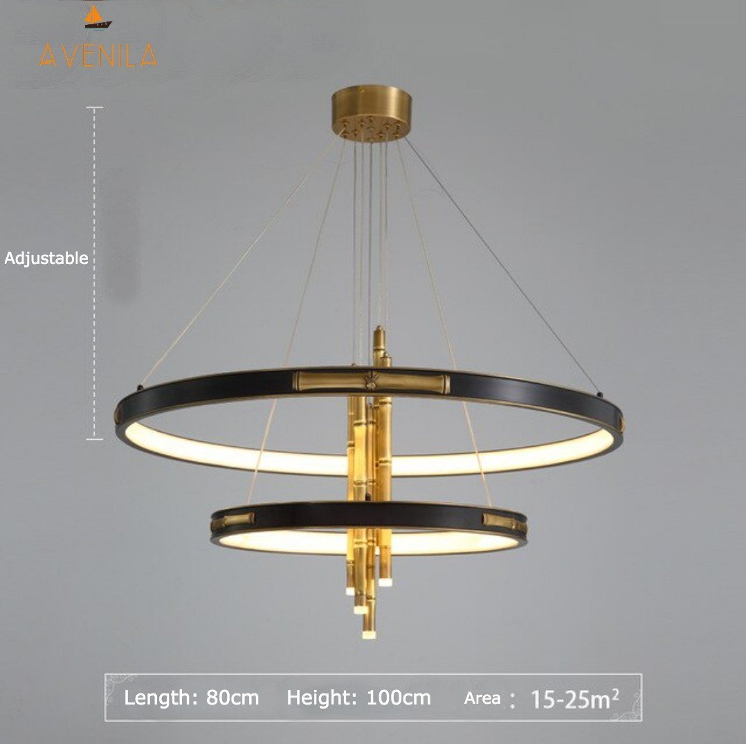 Avenila Round Circular Bamboo Luxury Adjustable Chandelier