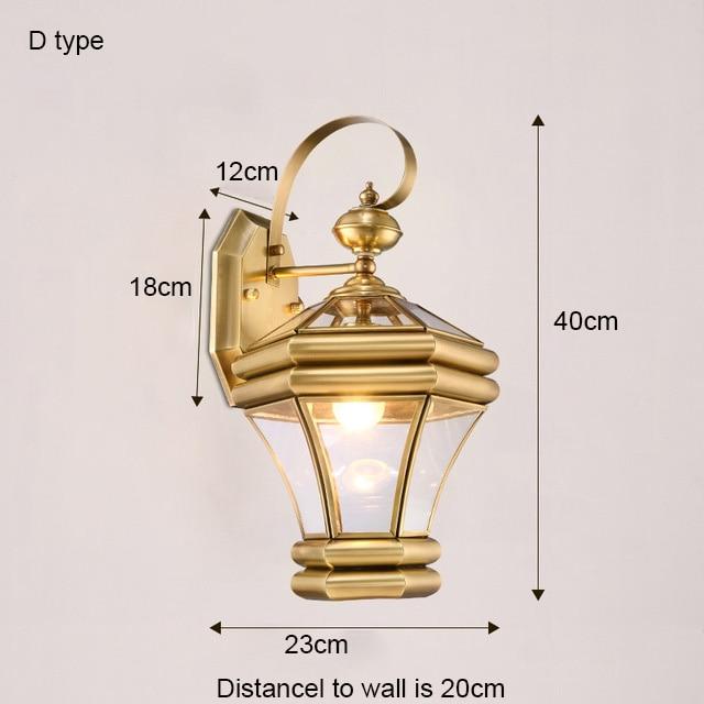 Avenila Waterproof IP65 Copper Garden Balcony Porch Foyer Outdoor Wall Light