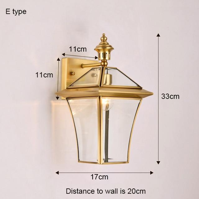 Avenila Waterproof IP65 Copper Garden Balcony Porch Foyer Outdoor Wall Light