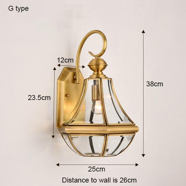 Avenila Waterproof IP65 Copper Garden Balcony Porch Foyer Outdoor Wall Light