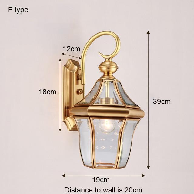 Avenila Waterproof IP65 Copper Garden Balcony Porch Foyer Outdoor Wall Light