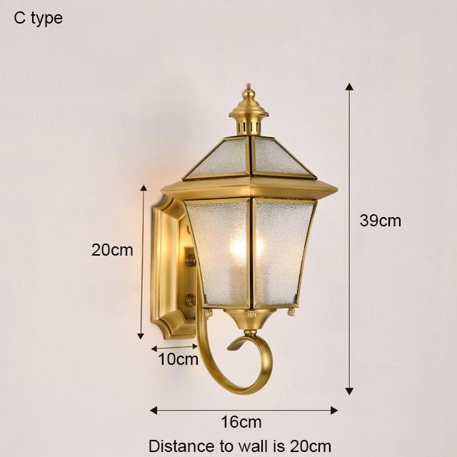 Avenila Waterproof IP65 Copper Garden Balcony Porch Foyer Outdoor Wall Light