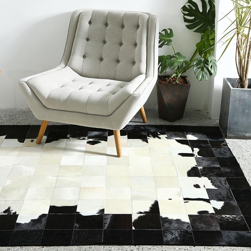 Black & White Luxury Cowhide Fur Rug