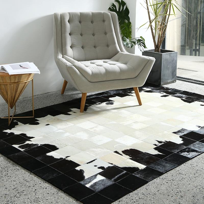 Black & White Luxury Cowhide Fur Rug