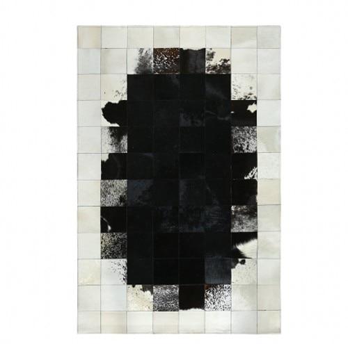Black & White Luxury Cowhide Fur Rug
