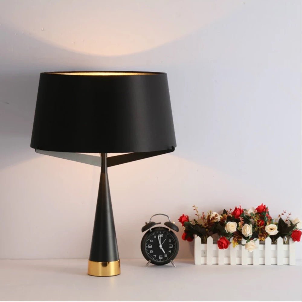Black with gold lampshade table lamp