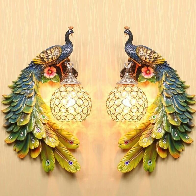 Bohemian Peacock Luxury LED Crystal Wall Sconce Lamp