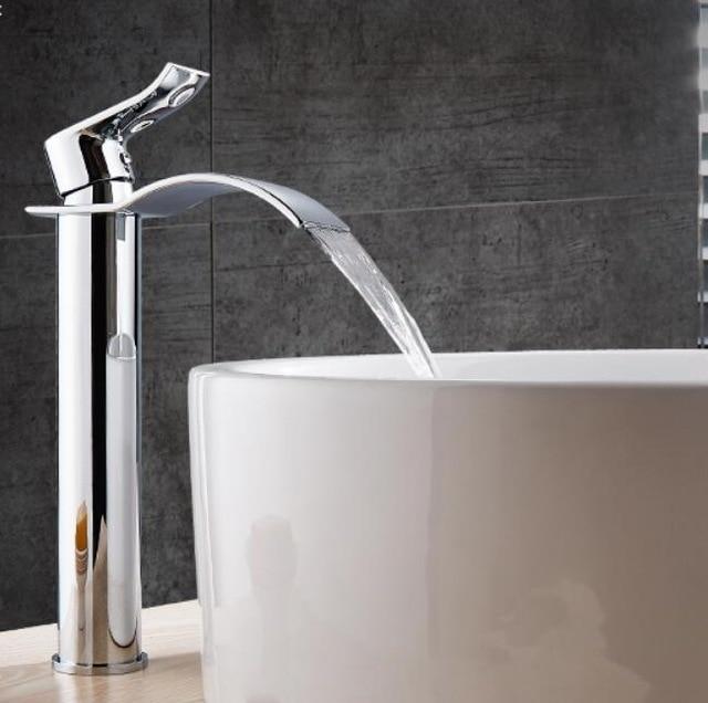 Brass Gold & White Waterfall Luxury Bathroom Faucet