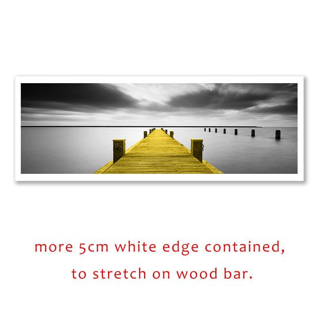 Calm Lake Surface Yellow Long Bridge Scene Black White Canvas Paintings Poster Prints Wall Art Pictures Living Room Home Decor