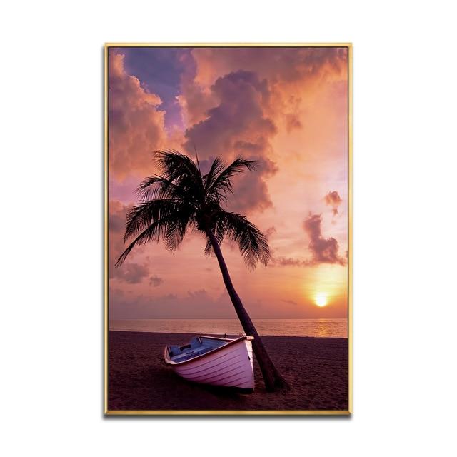Canvas Painting Seascape Poster Beach Sea Tree Sand Ocean Pineapple Poster Nordic Style Print Wall Picture For Living Room