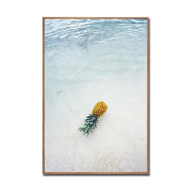 Canvas Painting Seascape Poster Beach Sea Tree Sand Ocean Pineapple Poster Nordic Style Print Wall Picture For Living Room