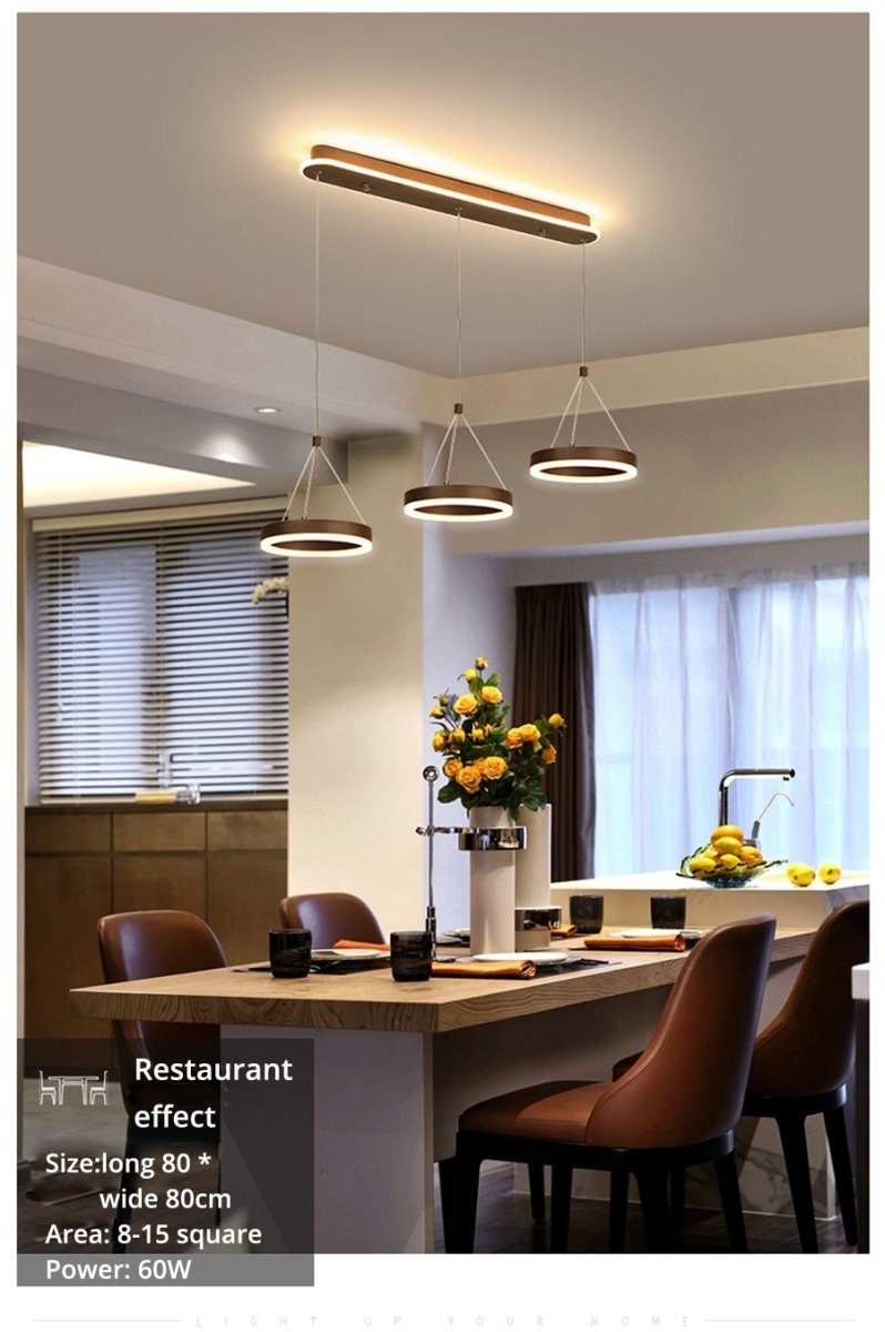 Coffee LED Pendant Light Kitchen Dinning Room Backside Lighting 3 heads Round Acrylic Lamp Luminaire Indoor Fixtures